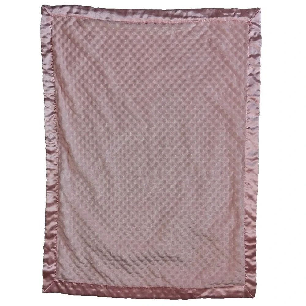 Carter's Solid Pink Minky Dot Baby Girl Blanket Lovey Satin Trim Backside 30x40